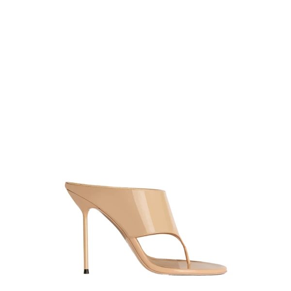 Lidia 105 Thong Mules in Honey Patent Leather