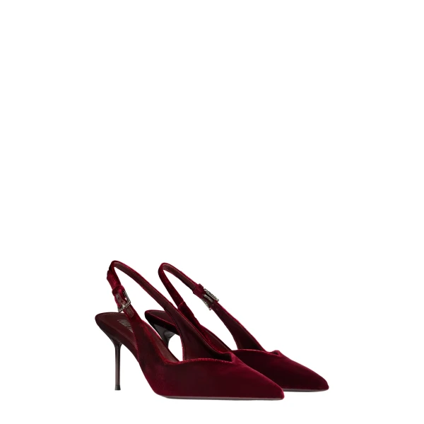 Lidia 70 Buckle Slingbacks in Deep Red Velvet - Image 2