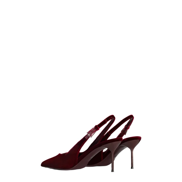 Lidia 70 Buckle Slingbacks in Deep Red Velvet - Image 3