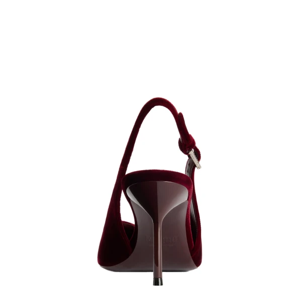 Lidia 70 Buckle Slingbacks in Deep Red Velvet - Image 4