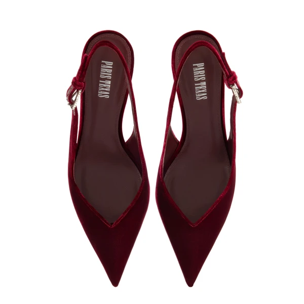 Lidia 70 Buckle Slingbacks in Deep Red Velvet - Image 5