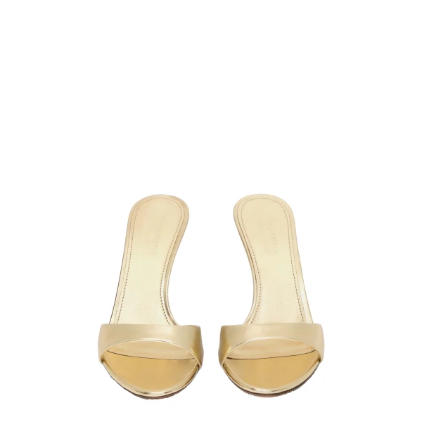 Lidia 70 Mules in Gold Mirrored Leather - Image 3