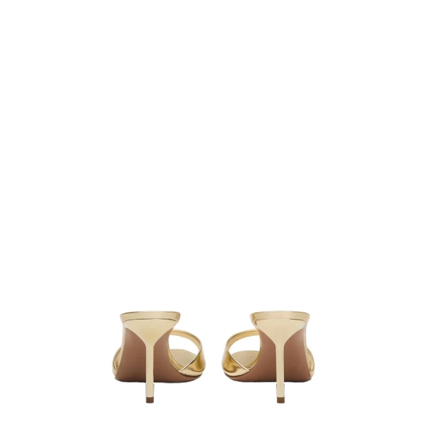 Lidia 70 Mules in Gold Mirrored Leather - Image 4