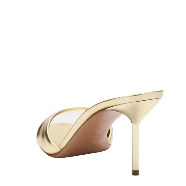 Lidia 70 Mules in Gold Mirrored Leather - Image 5