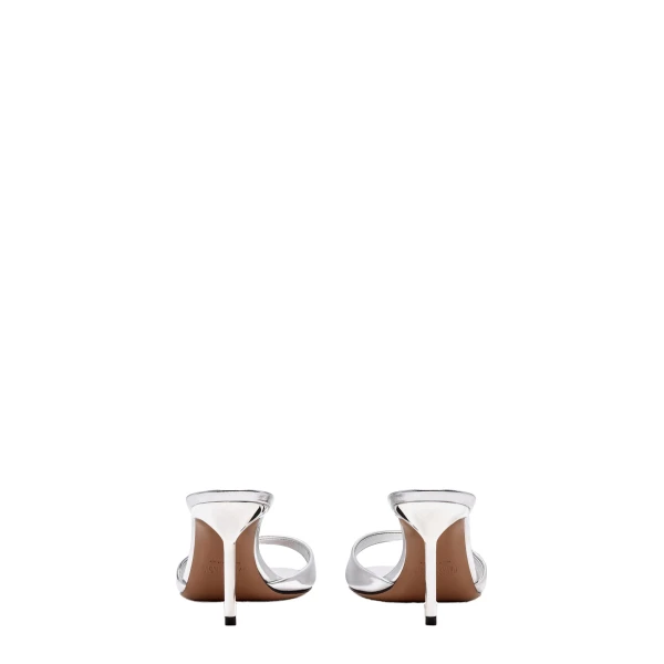 Lidia 70 Mules in Silver Mirrored Leather - Image 4