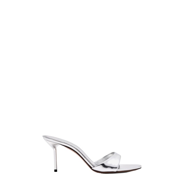 Paris Texas Lidia 70 Mules in Silver Mirrored Leather