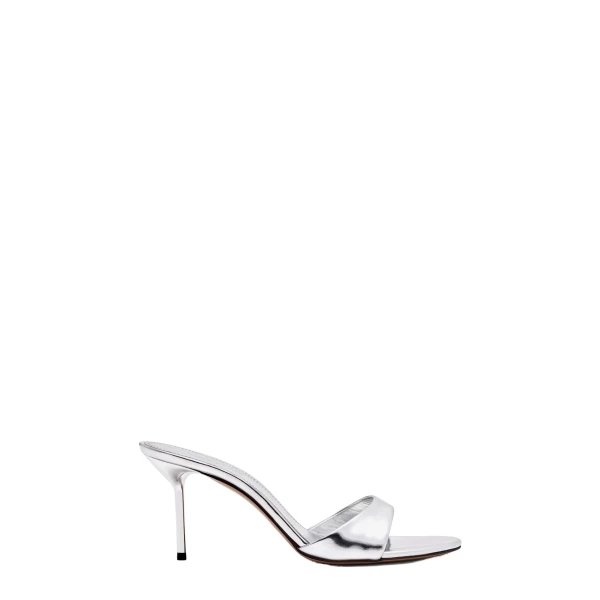 Paris Texas Lidia 70 Mules in Silver Mirrored Leather