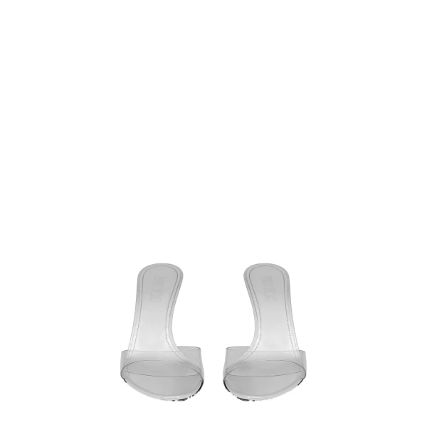 Lidia 70 Mules in Silver PVC and Mirrored Leather - Image 3