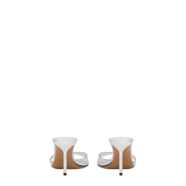 Lidia 70 Mules in Silver PVC and Mirrored Leather - Image 4