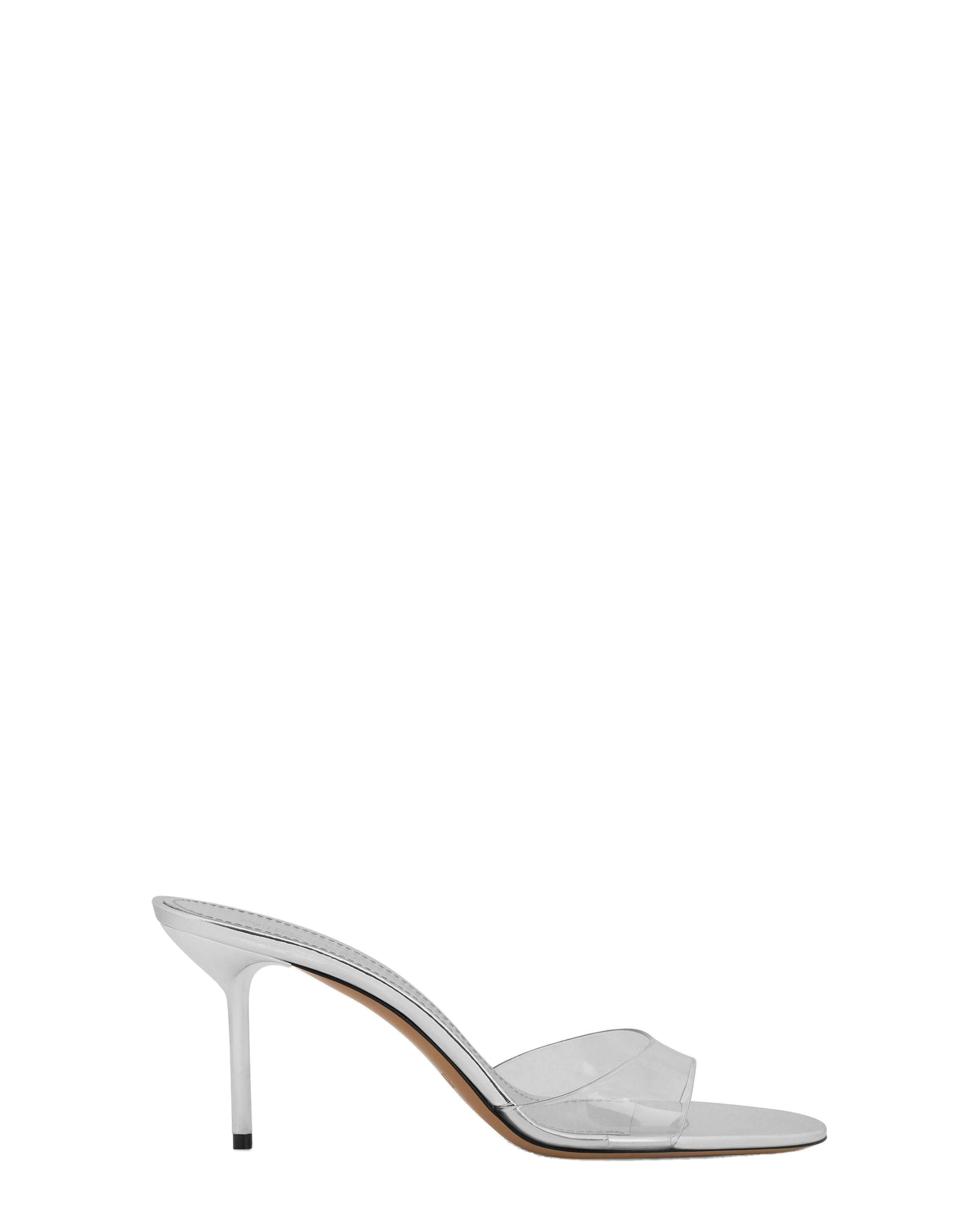 Paris Texas Lidia 70 Mules in Silver PX1141XPVCM | Luxury Shoes Paris Texas Lidia 70 Mules in Silver PVC and Mirrored Leather