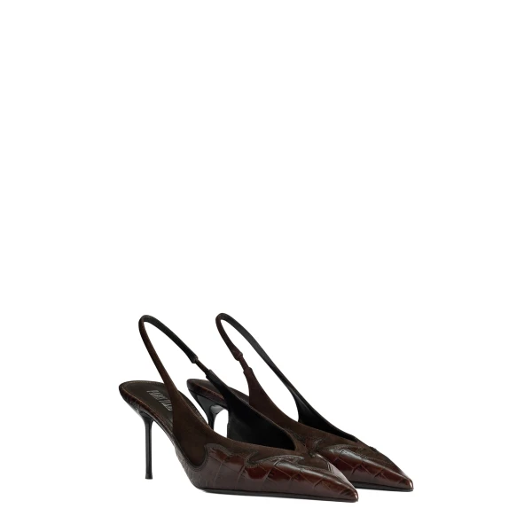 Lidia 70 Queen of Hearts Slingbacks in Fondente Suede and Croc-Embossed Leather - Image 2