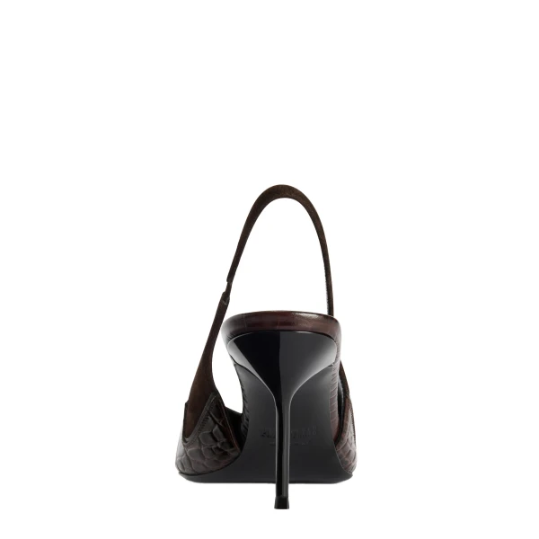 Lidia 70 Queen of Hearts Slingbacks in Fondente Suede and Croc-Embossed Leather - Image 4