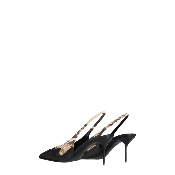 Lidia 70 Queen of Hearts Slingbacks in Natural and Black Python-Print and Nappa Leather - Image 3