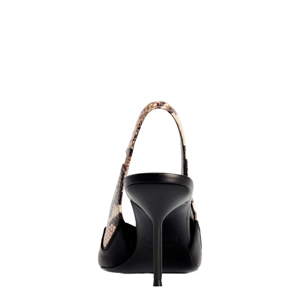 Lidia 70 Queen of Hearts Slingbacks in Natural and Black Python-Print and Nappa Leather - Image 4