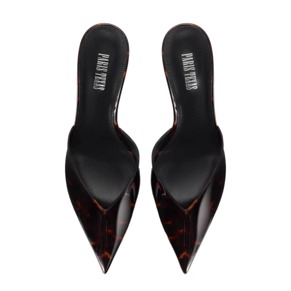 Lidia 70 Sabots in Tortoise Printed Patent Leather - Image 5