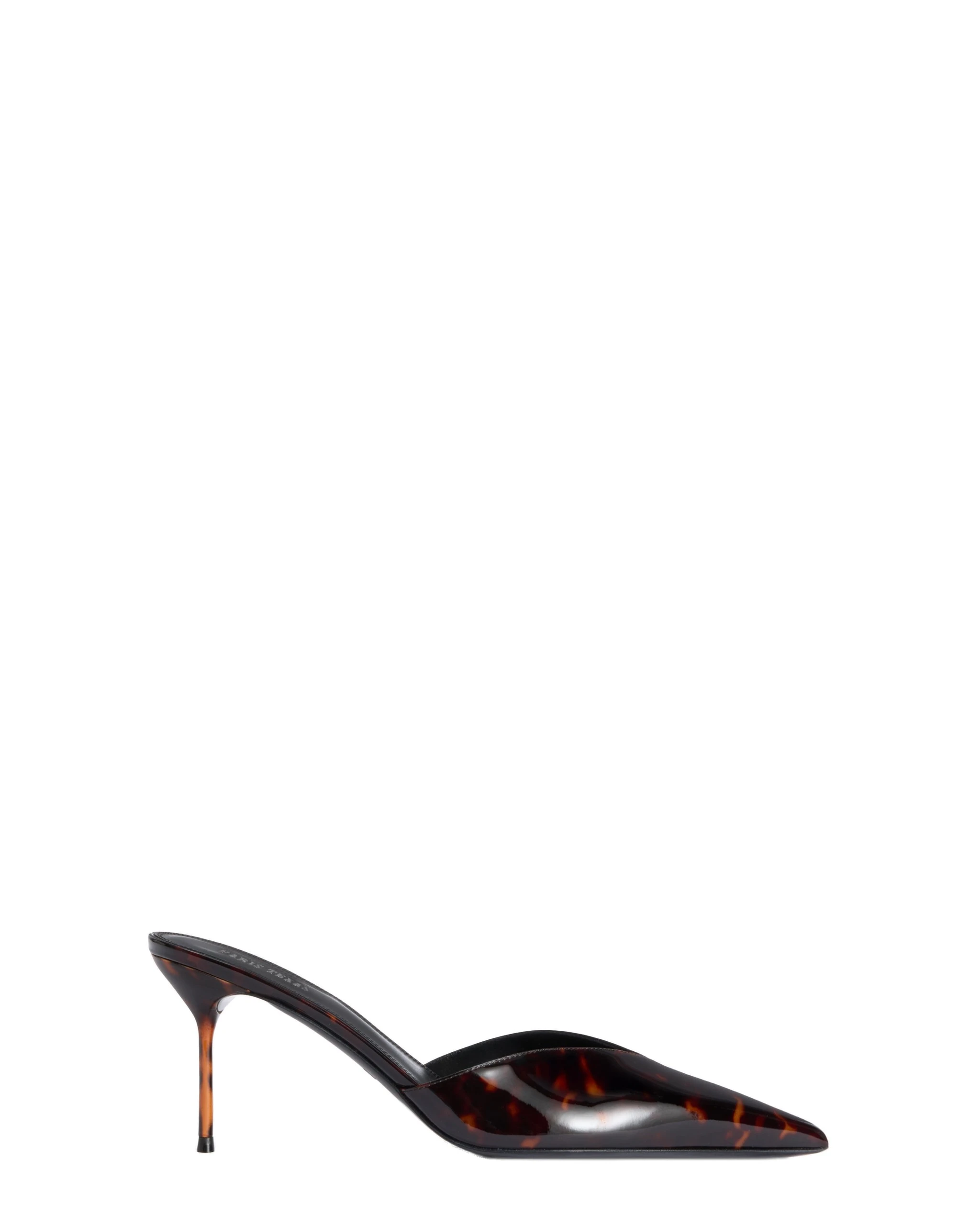 Paris Texas Lidia 70 Sabots in Tortoise | Luxury Shoes Paris Texas Lidia 70 Sabots in Tortoise Printed Patent Leather