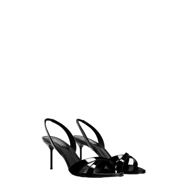 Lidia 70 Slingback Sandals in Black Patent Leather - Image 2