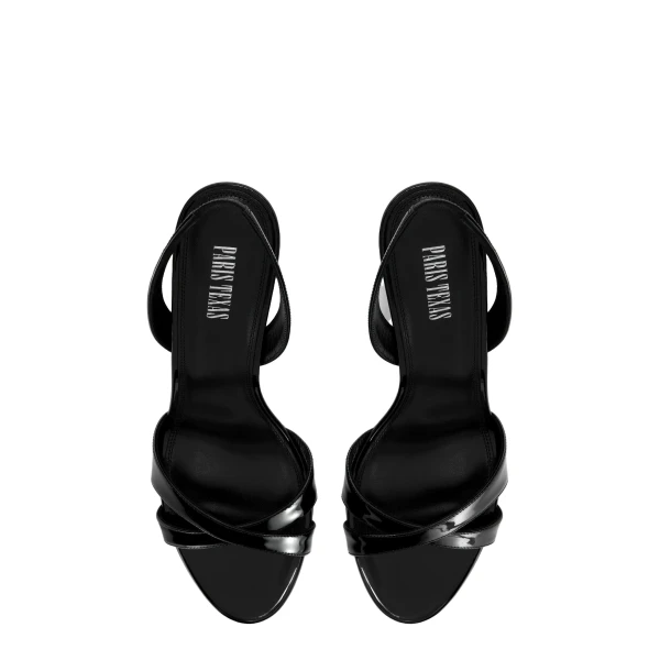Lidia 70 Slingback Sandals in Black Patent Leather - Image 5