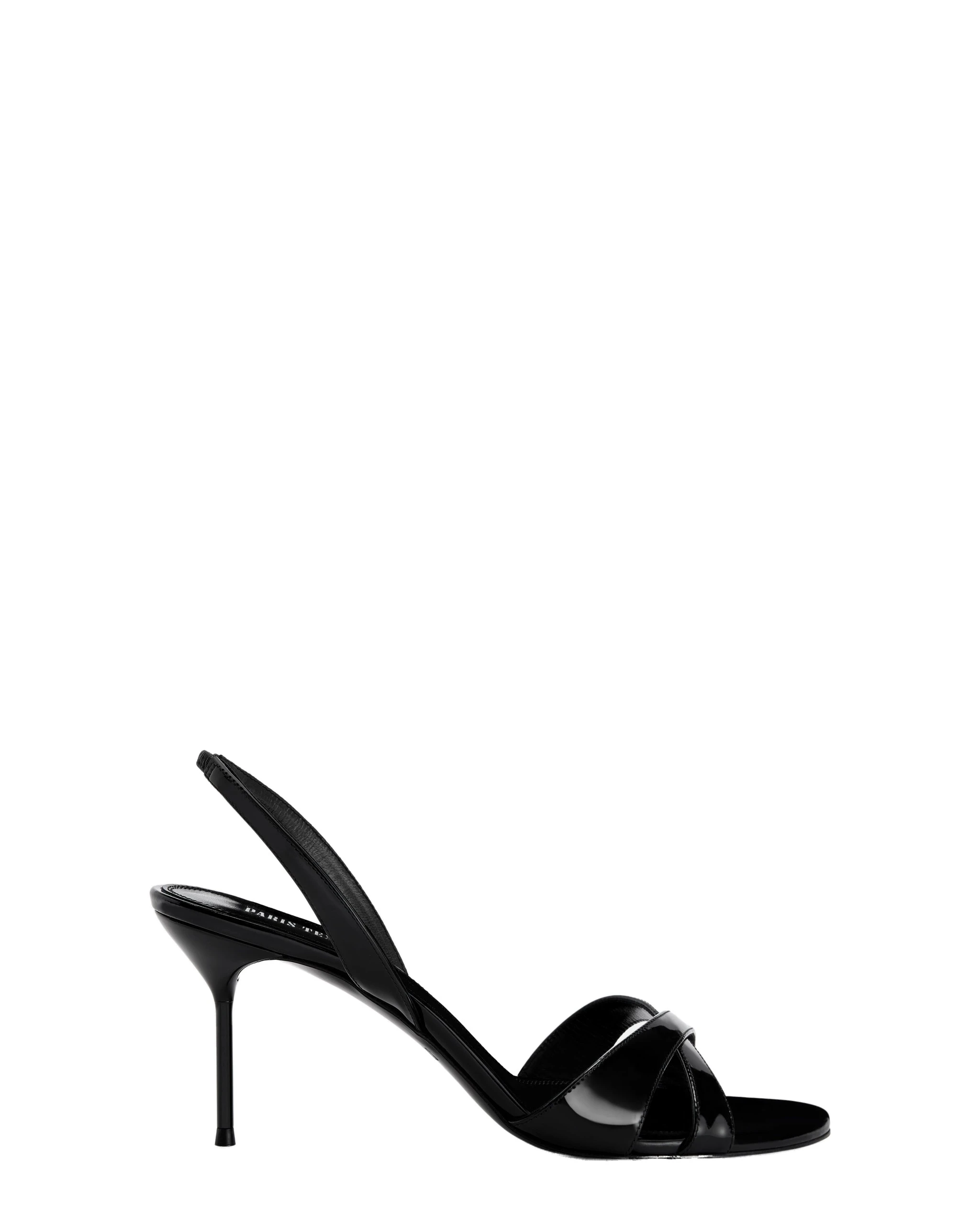 Paris Texas Lidia 70 Slingback Sandals in Black | Luxury Shoes Paris Texas Lidia 70 Slingback Sandals in Black Patent Leather