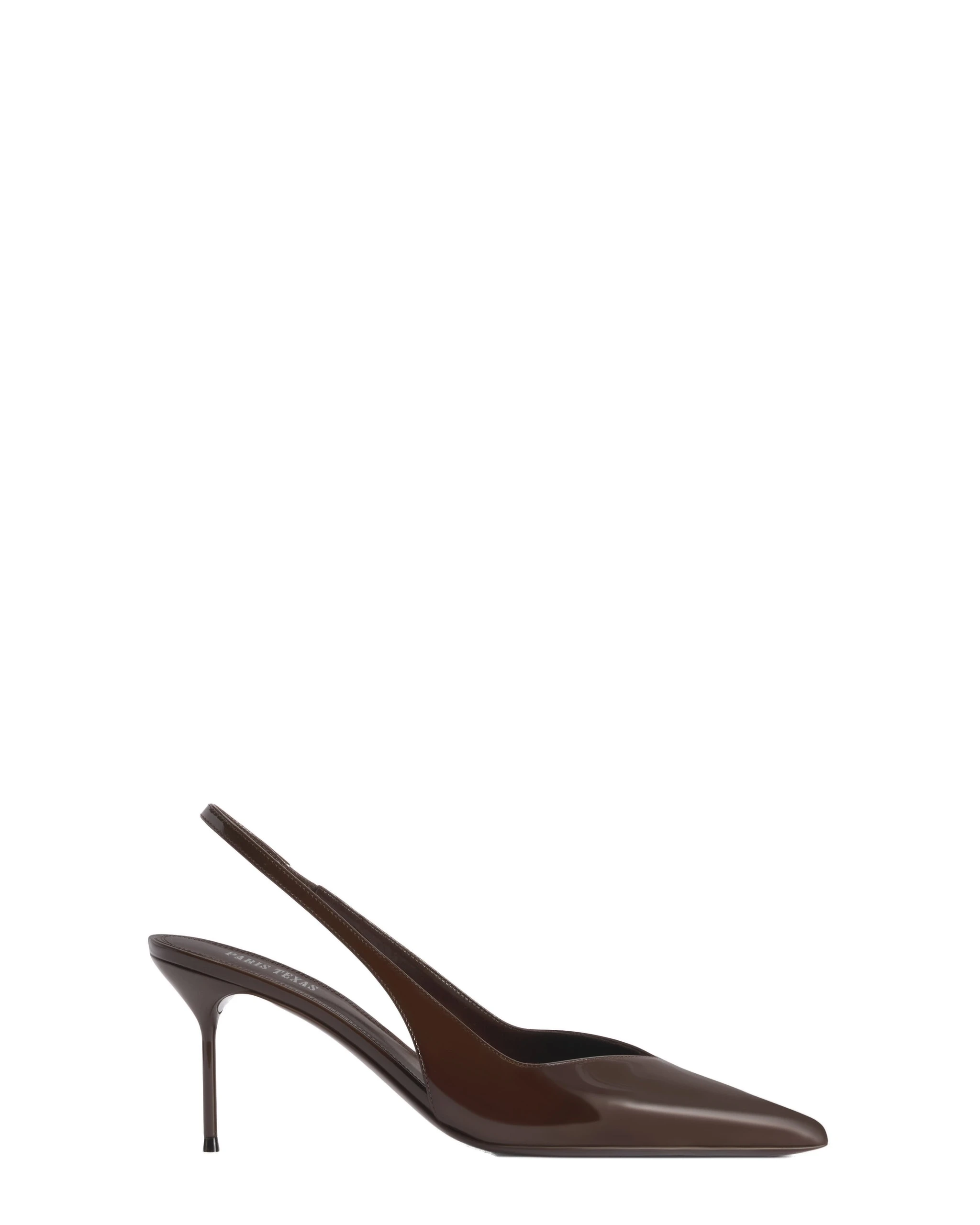 Paris Texas Lidia 70 Slingbacks in Ebano | Luxury Shoes Paris Texas Lidia 70 Slingbacks in Ebano Patent Leather