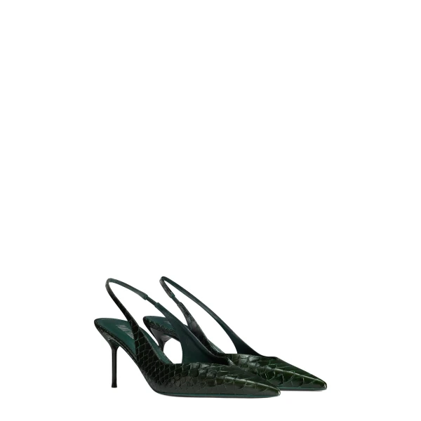 Lidia 70 Slingbacks in Green Noir Python-Print Leather - Image 2