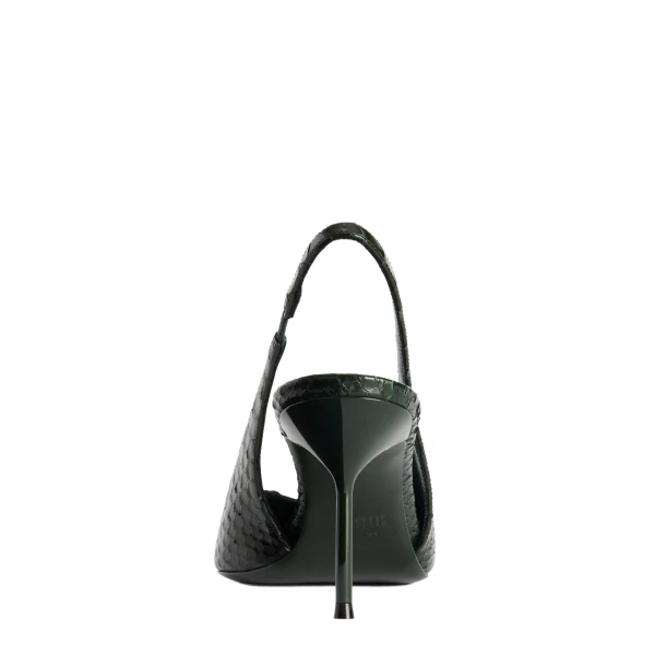 Lidia 70 Slingbacks in Green Noir Python-Print Leather - Image 4