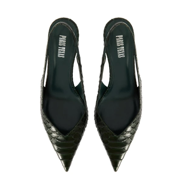Lidia 70 Slingbacks in Green Noir Python-Print Leather - Image 5