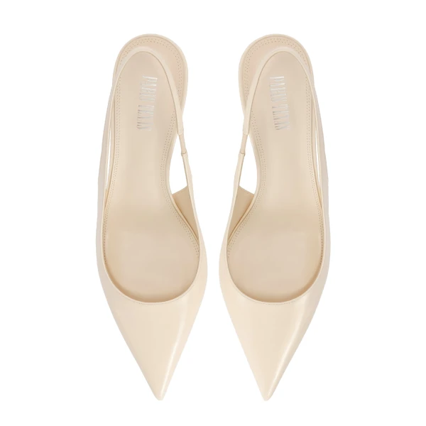 Lidia 70 Slingbacks in Ivory Patent Leather - Image 5