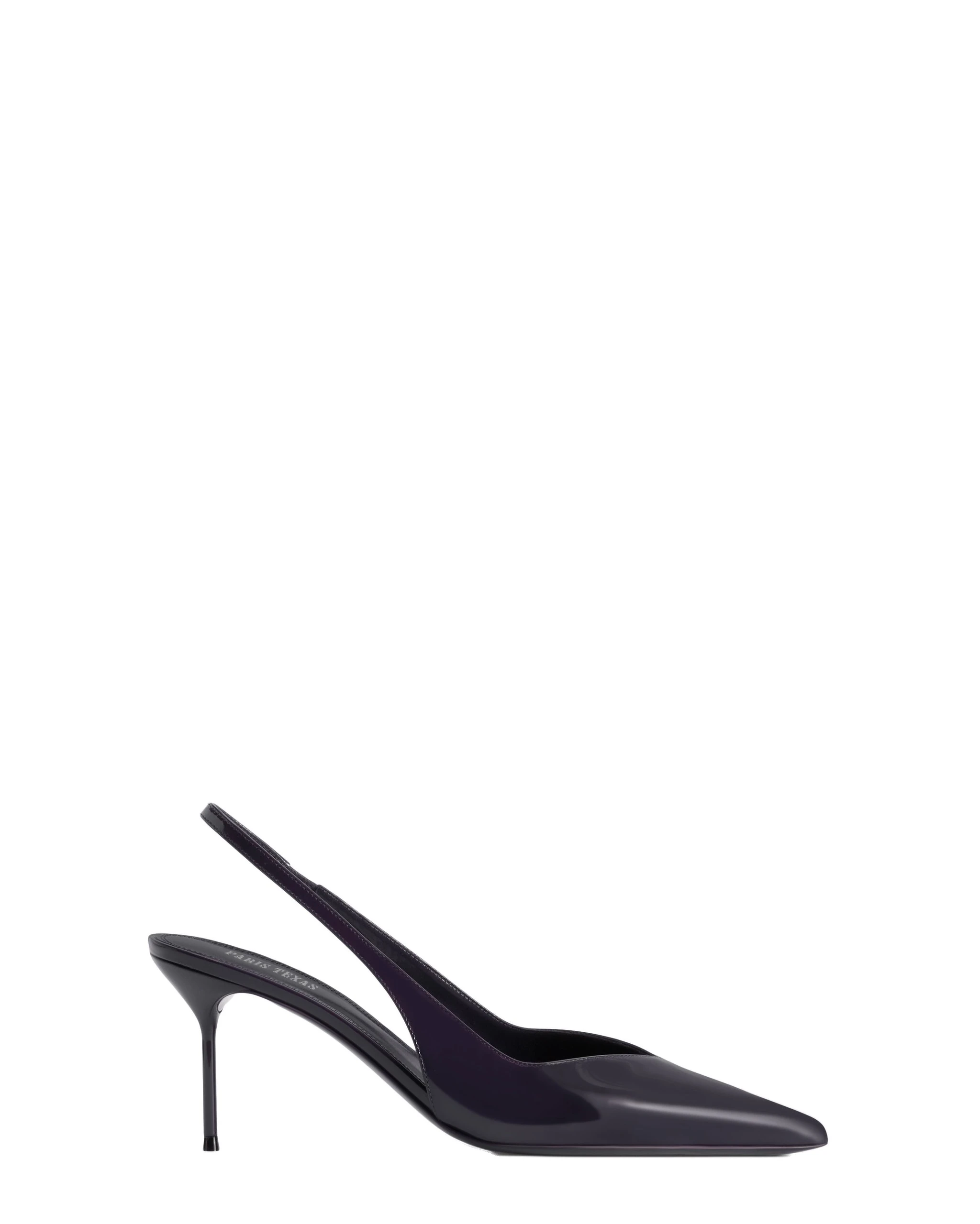 Paris Texas Lidia 70 Slingbacks in Violet Black | Luxury Shoes Paris Texas Lidia 70 Slingbacks in Violet Black Patent Leather