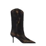 Paris Texas Lidia 70 Western Embroidered Boots in Black Brushed Leather