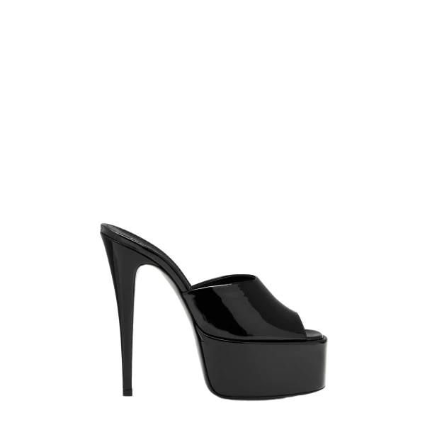 Paris Texas Marina 130 Mules in Black Patent Leather