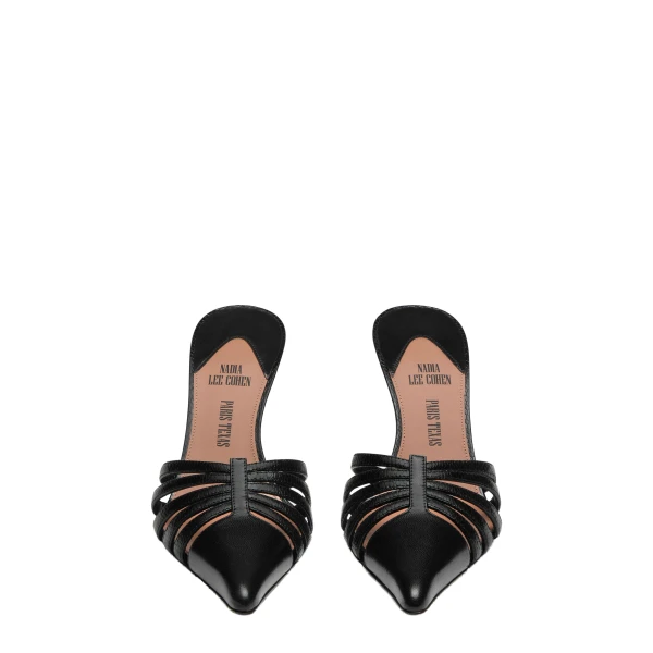 Nadia 85 Mules in Black Shiny Kid Leather - Image 3
