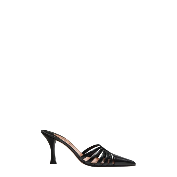 Paris Texas Nadia 85 Mules in Black Shiny Kid Leather