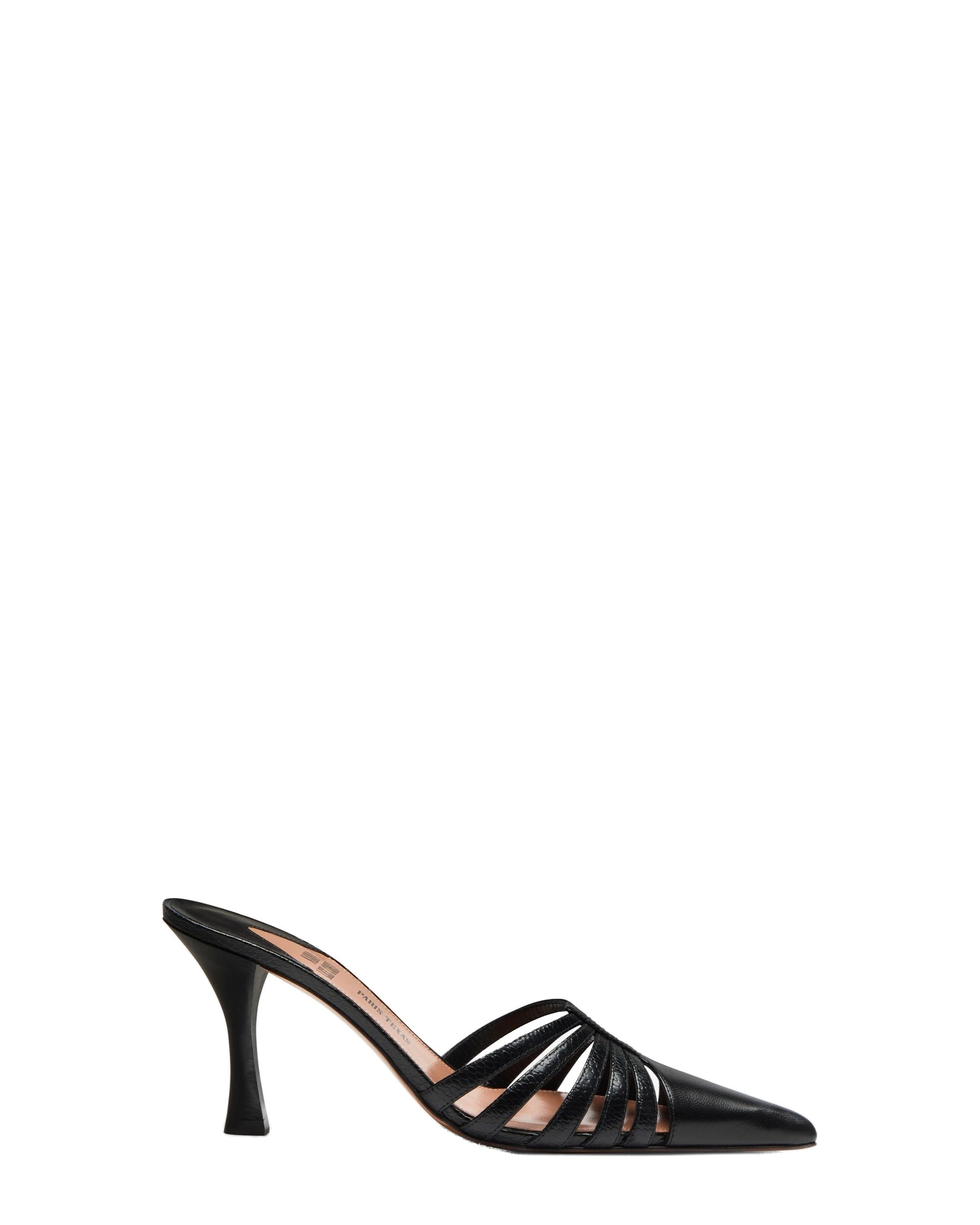 Paris Texas Nadia 85 Mules in Black | Luxury Shoes Paris Texas Nadia 85 Mules in Black Shiny Kid Leather