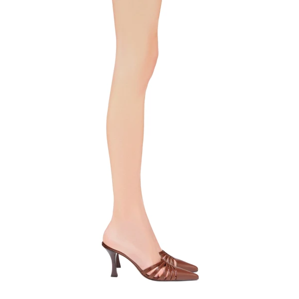 Nadia 85 Mules in Brown Lizard-Print Leather - Image 6