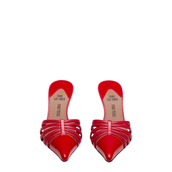 Nadia 85 Mules in Red Lizard-Print Leather - Image 3