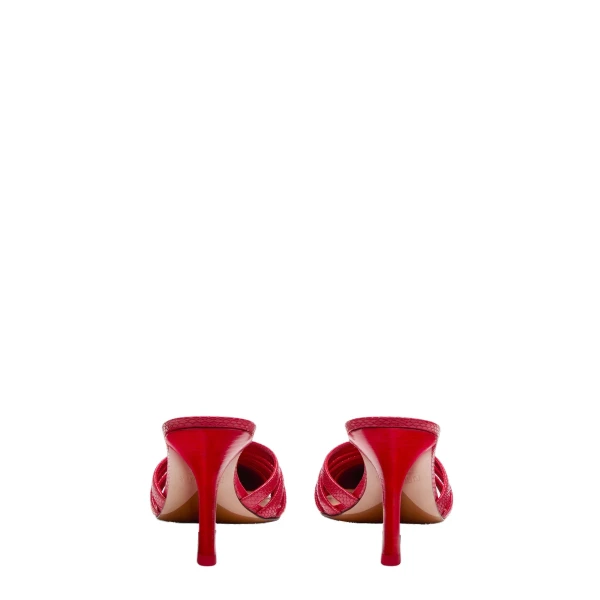 Nadia 85 Mules in Red Lizard-Print Leather - Image 4