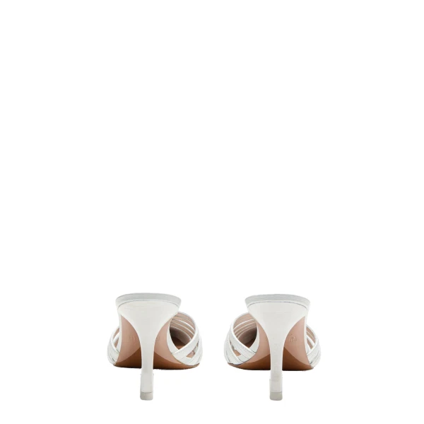 Nadia 85 Mules in White Shiny Kid Leather - Image 4