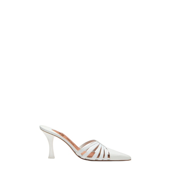 Paris Texas Nadia 85 Mules in White Shiny Kid Leather