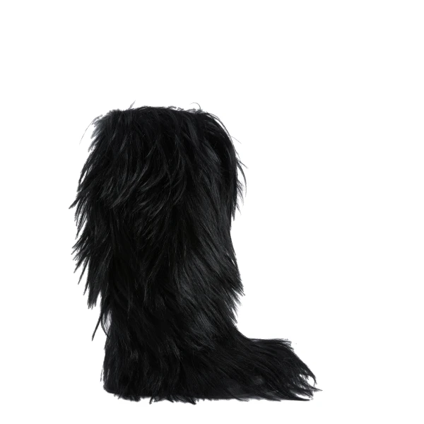 Paris Texas Napa 20 Furry Boots in Black Kidassia Fur
