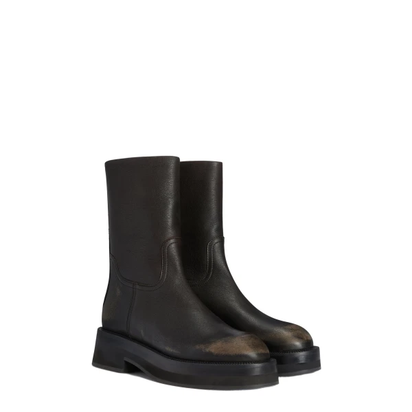 Napa 20 Rubber Ankle Boots in Black Brushed Textured Leather - Image 2