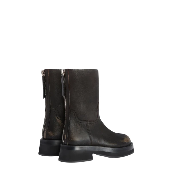 Napa 20 Rubber Ankle Boots in Black Brushed Textured Leather - Image 3
