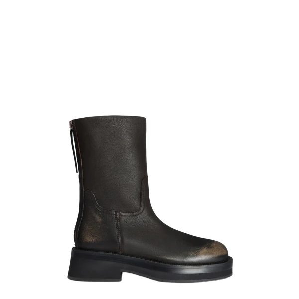 Paris Texas Napa 20 Rubber Ankle Boots in Black Brushed Textured Leather