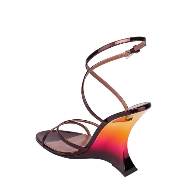 Nina 105 Sandals in Wine Sunset Mirrored Leather - Image 5