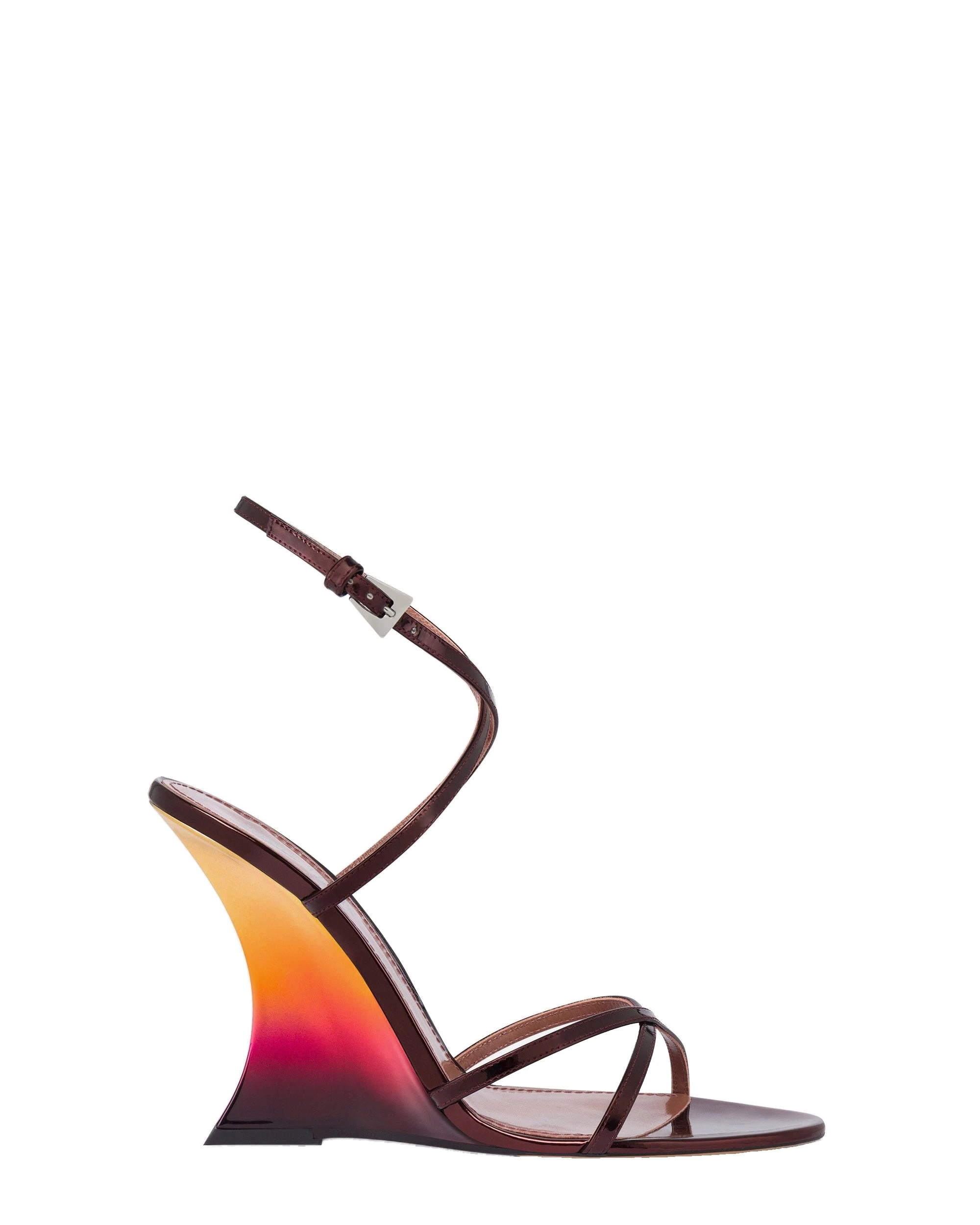 Paris Texas Nina 105 Sandals in Wine Sunset | Luxury Shoes Paris Texas Nina 105 Sandals in Wine Sunset Mirrored Leather