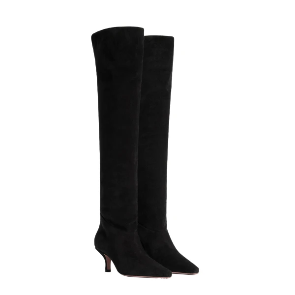 Rose 60 Over-the-Knee Boots in Black Suede - Image 2