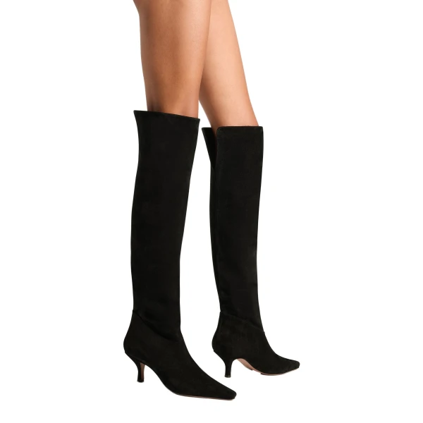 Rose 60 Over-the-Knee Boots in Black Suede - Image 6