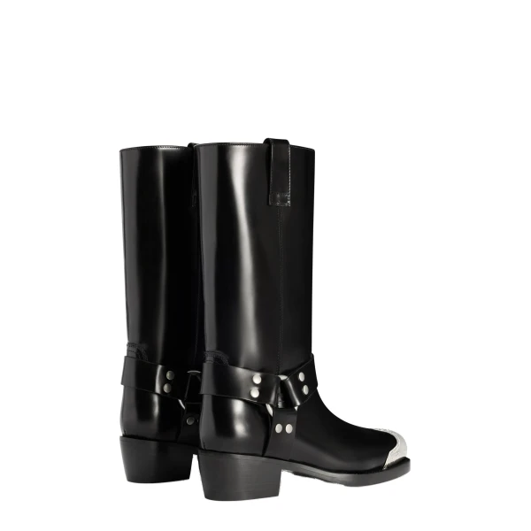 Roxy 35 Embellished Toe Boots in Black Brushed Leather - Image 3