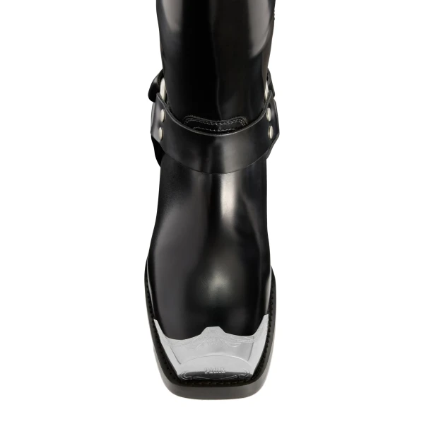 Roxy 35 Embellished Toe Boots in Black Brushed Leather - Image 5