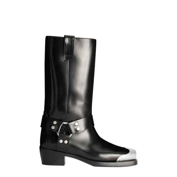 Paris Texas Roxy 35 Embellished Toe Boots in Black Brushed Leather